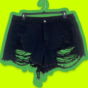 Shein Distressed Black Shorts